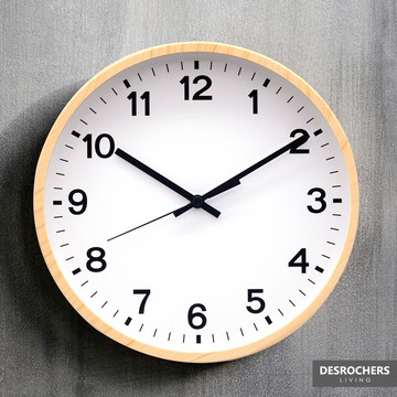 Desrochers｜NUMB靜音壁鐘 30cm 木質紋理靜音時鐘 木質紋理邊框 壁鐘 數字 台灣製造