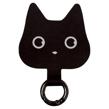 ekax 玩趣造型手機掛繩夾片 聚酯纖維 五金  大頭貓 黑色  1個