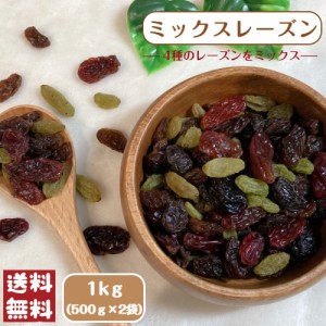 ミックス レーズン 1kg (500g×2袋) メール便 送料無料 4種 グラノーラ シリアル 製菓※出荷納期案内画像を必ずご確認ください