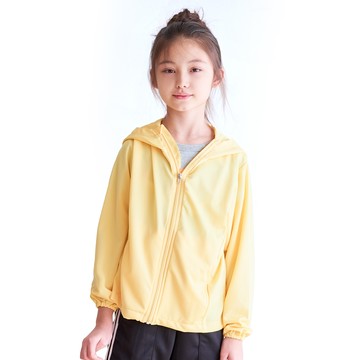 GIAT - 高透氣吸濕排汗A級防曬外套-兒童款/連帽-奶油黃