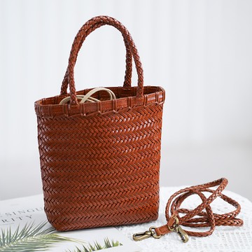 質感真皮編織水桶包122695C