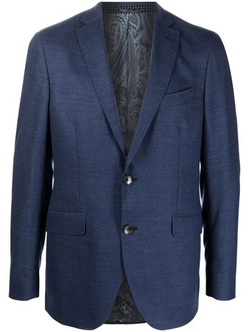 ETRO - single-breasted virgin-wool blazer - men - Virgin Wool/Spandex/Elastane/Cupro/Viscose - 52 - Blue