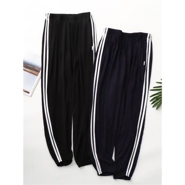 男士人造棉綢長褲加肥加大碼爸爸外穿休閑薄款綿綢燈籠褲家居褲子