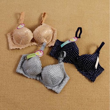 有鋼圈臺灣產艾妃莉兒文胸內衣調整型聚攏收副乳波點A杯胸罩8037