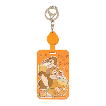 迪士尼 伸縮滑蓋證件套 可愛卡通 迪士尼授權  奇奇蒂蒂 堅果橘  1個  11 x 7cm