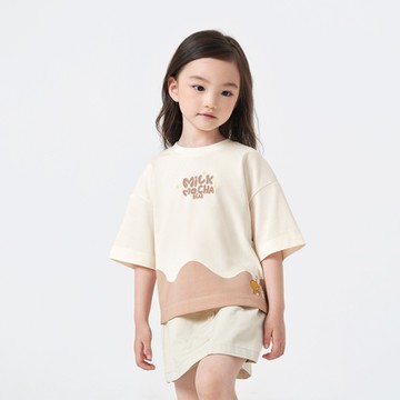 GIORDANO  童裝落肩印花上衣 Milkmochabear聯名系列 - 30 本白