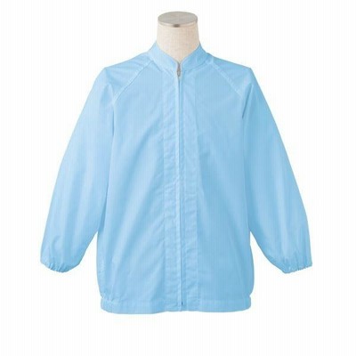 工場用白衣/ユニフォーム 〔男女兼用 ラグラン袖 Lサイズ/サックス〕 袖口フライス 抗菌・制電機能 『workfriend』 SKA260N[21]