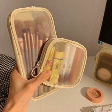 桃園出貨✨便攜化妝包女新款網紗旅行口紅化妝品盒刷化妝袋小迷你洗漱收納包