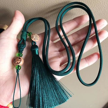 原創新品復古流蘇木珠手工長款手機掛繩牢固繩藝中國風掛脖毛衣鏈