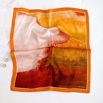 新款53cm真絲裝飾小方巾韓版印花四季職業領巾桑蠶絲綁包小絲巾女 鑫弘-素時衣櫥