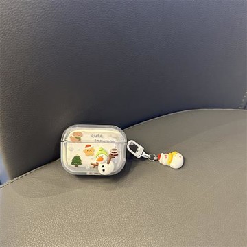 立體小雪人適用Baseus倍思E3耳機套M2透明W04軟WM05真無線藍牙WM02保護殼M2/W04+/storm3無線耳機套wo4/3