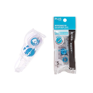 【PLUS 普樂士】智慧型滾輪修正帶內帶 淡藍 5mm×6M 10個/盒 50-764 WH-605R