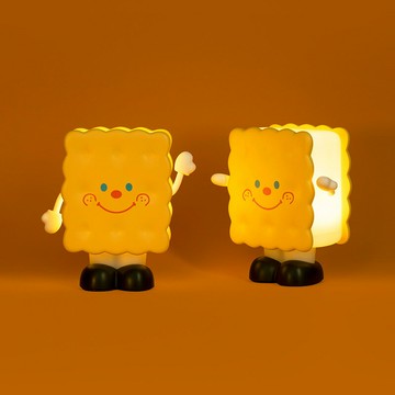 台灣公司貨 免運 可開票 氛圍燈 壁燈 小夜燈 檯燈 創意餅干小夜燈兒童臥室萌趣擺件卡通充電無極調光護眼氛圍伴睡燈