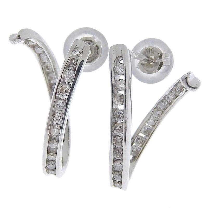 K18WG/K14WG ダイヤモンド ピアス 0.25CT 片耳 18金 ダイヤピアス