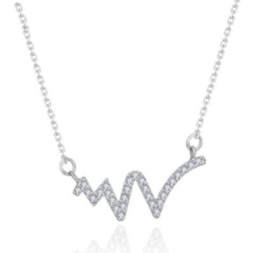 925純銀項鍊 鍍白金鑲鑽吊墜-韓版絢麗獨特造型生日情人節禮物女飾品73ct115【獨家進口】【米蘭精品】