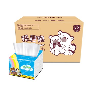 Benibear 抽取式柔拭紙巾-彩虹版(300抽x72包/箱)
