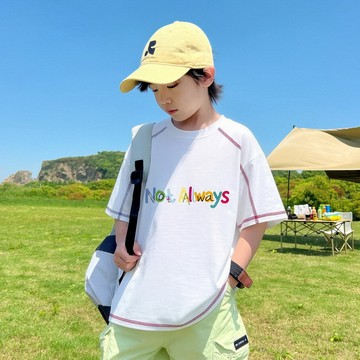 【中大男童】輕薄透氣趣味字母印花T恤