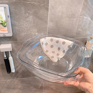 蜜子醬*ins簡約透明臉盆宿舍學生洗漱用品洗臉盆嬰兒洗PP塑料盆