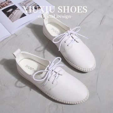 小碼女鞋313233單鞋2025春秋款小白鞋女平底百搭系帶一腳蹬休閑鞋