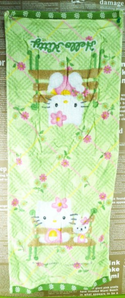【震撼精品百貨】Hello Kitty 凱蒂貓~長毛巾~坐姿~綠色