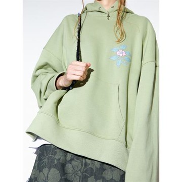 Taxiphone原創設計寬松oversize敦煌花朵印花套頭連帽衛衣2022秋