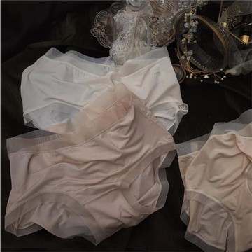 80支莫代爾裸感肌無痕內褲女軟糯輕薄舒適透氣中高腰蕾絲邊三角褲