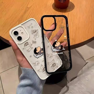 搞怪撓屁屁小新 不發黃 手機殼iPhone16 適用蘋果i15 14 13 12 11Plus iX保護殼 亞克力防摔殼