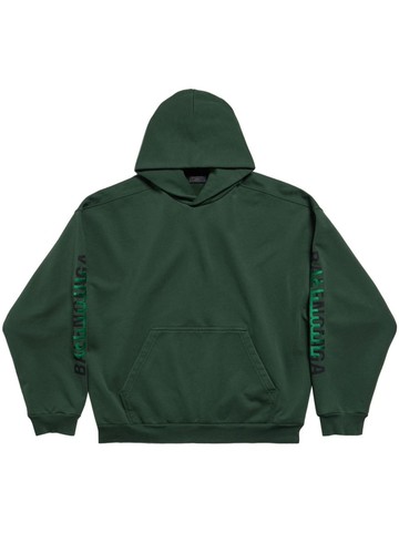 Balenciaga - logo-print cotton hoodie - men - Cotton - XXL - Green