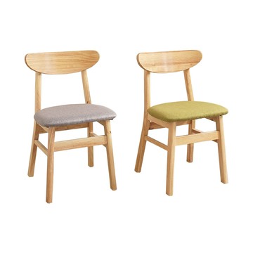 Homelike 喜家居實木布面餐椅-4入組(2色可選)(2322)簡約灰