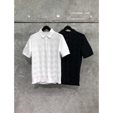 TB短袖t恤男士2026夏季新款商務長絨棉波浪紋體恤寬松polo衫男裝