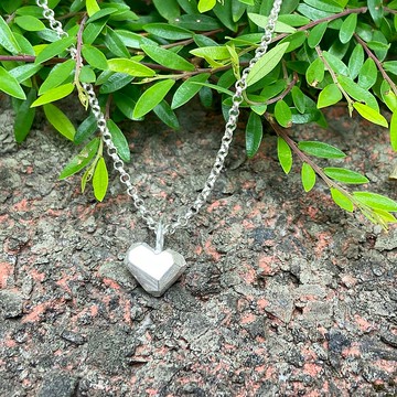 純銀 手工切磨 愛心項鏈 手鏈 S52