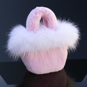 獺兔貉子毛菜籃子包包女手拎2021新款大容量高級感真皮洋氣托特包