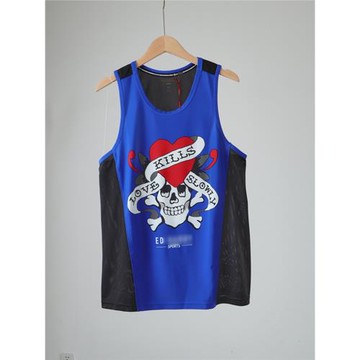 諾諾E站【EH】2024夏季新款 運動網布拼接背心透氣籃球上衣男裝