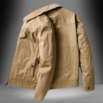 2025新款男士春秋外套中年商務休閑夾克爸爸寬松大碼工裝上衣40歲