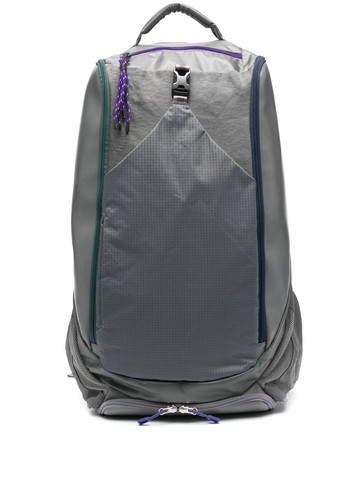 White Mountaineering - logo-printed backpack - unisex - Polyamide/Artificial Leather/Polyester - One Size - Grey