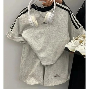 童裝男童夏裝套裝新款寶寶時尚短袖t恤短褲運動兩件套潮 男童套裝 兒童短袖套裝 韓版 中小童運動兩件套