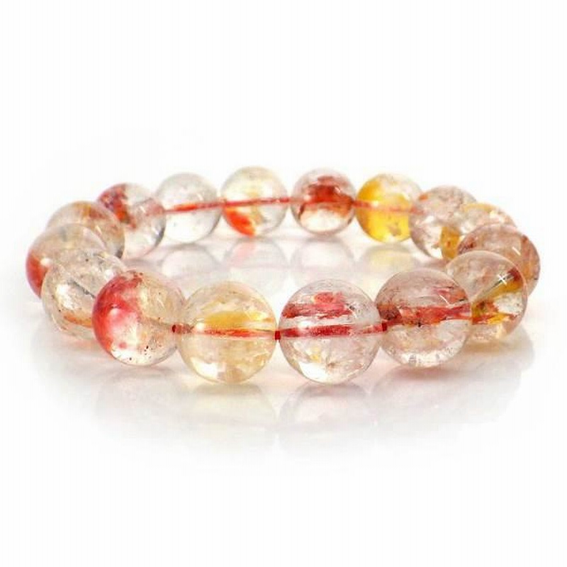 稀少天然オーロラクォーツブレスレット13㎜大粒 ☆ヘマタイト☆ライ