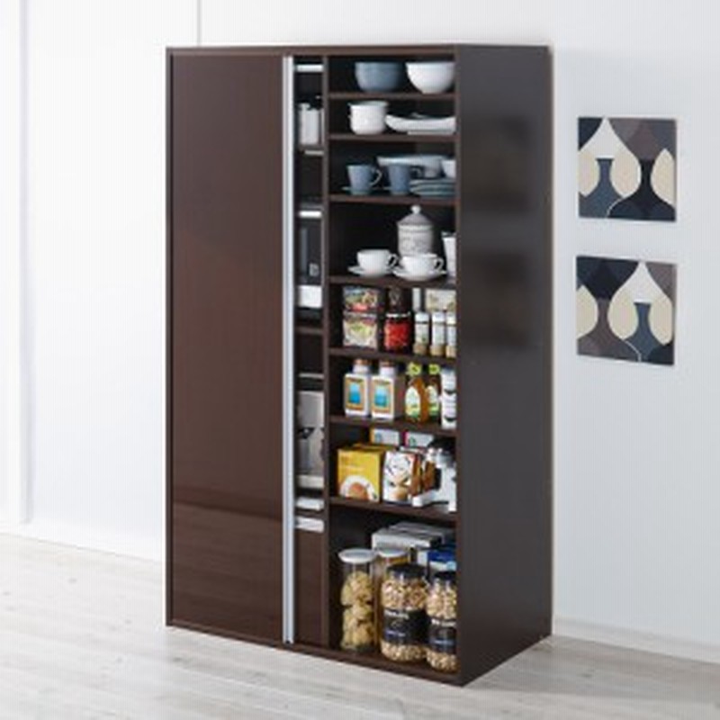 家具 収納 キッチン収納 食器棚 引き戸スライド扉で隠せる光沢仕上げキッチン家電収納庫 大型レンジ対応奥行55cmタイプ 5314 通販 Lineポイント最大1 0 Get Lineショッピング