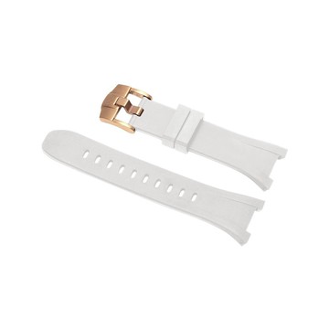 Apple Watch 44mm 45mm RB-WH 玫瑰金錶扣 白橡膠錶帶