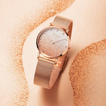 FILA斐樂滿天星手表禮盒女款小眾輕奢石英鋼帶腕表送女友禮物6072