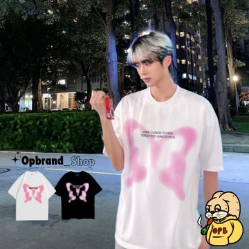 【OPB】韓國噴墨蝴蝶🦋 寬鬆 短T 短袖 噴墨設計 情侶 街頭 穿搭 休閒 重磅 休閒 city