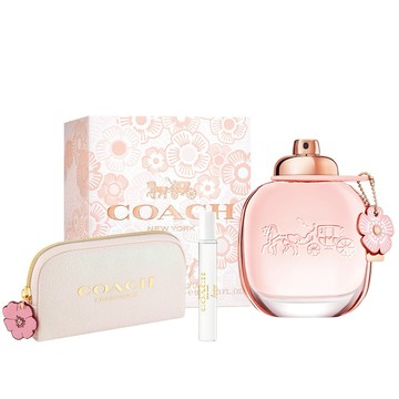 下單贈吊飾【COACH】芙洛麗淡香精90ml(贈隨機香水筆7.5ml.附紙袋)