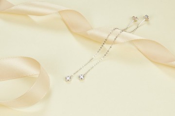 【PurpleMay Jewellery】純18K金單顆鑽石垂墜耳環 耳釘訂製 E012