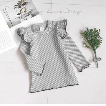 氣質公主Q彈德絨小立領條紋上衣 秋冬童裝 女童上衣 女童長袖 女童棉T 長袖上衣 秋冬上衣 長袖