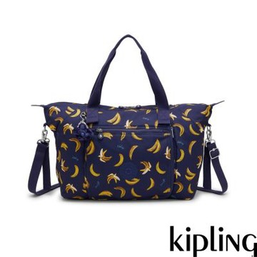 Kipling 深藍印花手提側背媽媽包-NEW ART M BABYBAG
