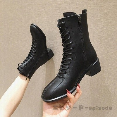 ブーツ レディース レースアップブーツ ショートブーツ ブーツ春秋冬 編み上げ ヒールブーツ ショート丈 黒 靴 くつ 秋 冬 美脚 歩きやすい 通販 Lineポイント最大get Lineショッピング
