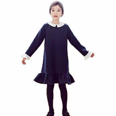 フォーマル ワンピース 女の子 子供 ドレス 白襟 長袖 子供服 女の子  
