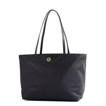 TORY BURCH 金屬標高密度尼龍拉鍊托特包-黑色/小