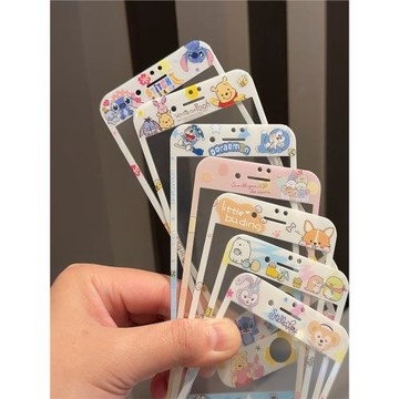 三麗鷗凱蒂貓kitty適用蘋果4s/5s彩膜6s/7/8卡通玻璃貼膜美樂蒂iPhone7/8plus不碎邊可愛浮雕彩膜SE2/3學生款