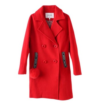 諾諾E站 冬季新品 西裝領時尚百搭女氣質純色中長款大衣 馬克系列